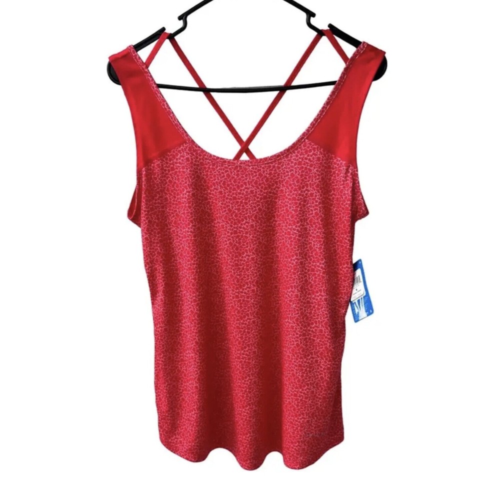 Columbia Sz XL OMNI SHADE UPF 50 Tank Top Athletic Shirt Tangerine Cross Back